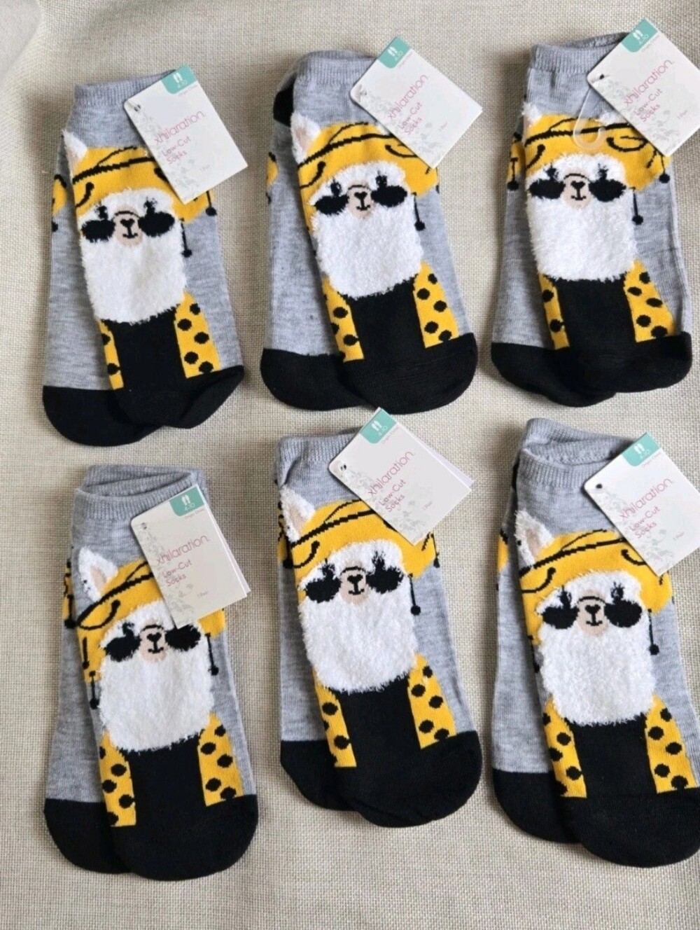 6 Pairs Xhilaration Llama Fuzzy Ankle Socks Low Cut Size 4-10 NWT